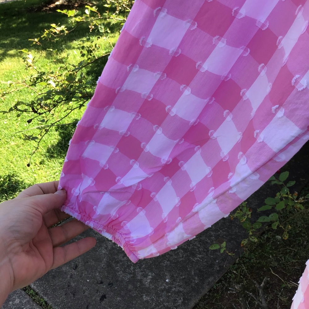 NWT Kim Rogers Pink & White Gingham Nubby Dot - Picture 5 of 7